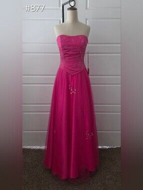 Strapless Pink A-line Prom Gown with Embellished Bodice